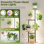 Plant Stand Indoor with Grow Lights, 2 Hanging Hooks, 5-Tiered Tall Plant - Image 2