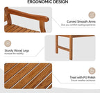 VINGLI 50" Outdoor Wood Bench, Weatehr Resistant Wooden Garden Patio Bench - Image 4