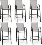 HOMREST Outdoor Bar Height Stools Set of 6, High Back Patio Chairs by HOMREST