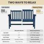 Ciokea 49" Heavy Duty Outdoor Bench Set of 2, HDPE Weatherproof Garden Bench - Image 8