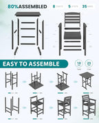 SERWALL 5 Pieces Outdoor Patio Bar Set, Tall Adirondack Bar Chair and Table Set - Image 6