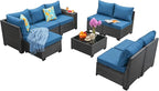 Jing's Villa 9-Piece Patio Furniture Set, All-Weather Outdoor Wicker Sectional - Image 8