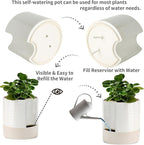 Nihow Self Watering Plant Pot: 8 Inch Ceramic Planter - Image 3