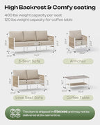 Aluminum Outdoor Sofa Armchair, HDPE Rope Patio Couch - Image 2