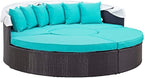 Modway Convene Wicker Rattan Outdoor Patio Retractable Canopy Round Poolside - Image 9
