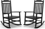Patio Rocking Chair Outdoor Set of 2, Weather Resistant Poly Resin Oversized by GYMHILL