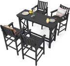 5-Piece HDPE Patio Bar Set, Rectangular Bar Height Table and 4 Adirondack Bar - Image 9