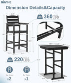 3-Piece Adirondack Bar Table and Chair Set, HDPE All-Weather Bar Height Chairs - Image 2