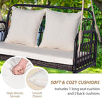 Tangkula Outdoor Wicker Porch Swing, 2-Person Hanging Seat - Image 5