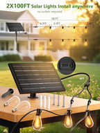 luckystyle 200FT Solar String Lights Outdoor Waterproof 2200K - Image 4