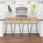 IDZO Set of 2 Rattan Counter Stools, 400lbs Capacity, Cushioned Seats, Steel - Image 4