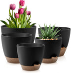 Plant Pots 10/9/8/7.5/7 Inch Self Watering Pots, Plastic Flower Pots, Nursery by QRRICA