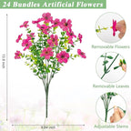 Bassion Artificial Flowers for Outdoors, 24 Bundles UV Resistant Fake Flowers - Image 3