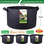 3-Pack 30 Gallon Thickened Plant Grow Bags Large Heavy Duty Garden Bag Fabric - Image 4