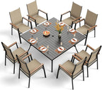 PHI VILLA 9 PCS Patio Dining Set, Aluminum Outdoor Furniture, Patio Table and by PHIVILLAThepioneerofcomfortablehouseholdsupplies