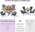 PURPLE LEAF 5 Pieces Oversized Square Outdoor Dining Set - Image 4