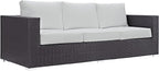 Modway Convene Wicker Rattan Outdoor Patio Sofa in Espresso White - Image 3