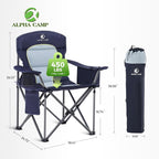 ALPHA CAMP Heavy Duty Camping Chair 500LBS Capacity, Oversized Folding Chair - Image 2
