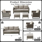 Belord Wicker Patio Furniture 5 Piece Outdoor Sofa Set, Oversize Outdoor Dining - Image 2