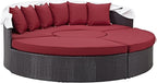 Modway Convene Wicker Rattan Outdoor Patio Retractable Canopy Round Poolside - Image 5
