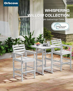 5-Piece Bar Height Patio Table and Chairs Set, HDPE Wood Grain Outdoor Bar - Image 6