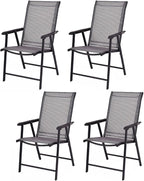 Giantex Set of 4 Folding Patio Chairs, Outdoor Portable Dining Chairs by Giantex