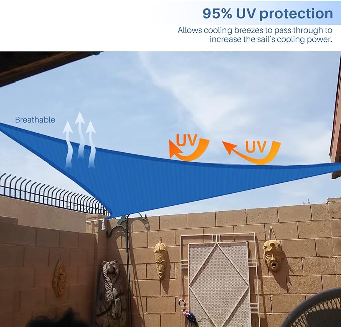 E&K Sunrise 22' x 22' x 22' Sun Shade Sail Triangle Canopy Shade Cover UV Block - Image 5