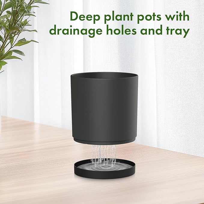 8/7/6 inch Plant Pots, 3 Set Cylinder Flower Pots - Image 4