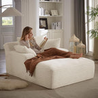 67 Inch Chaise Lounge Chair Indoor, Oversized Corduroy Upholstered Boneless by HANXIN