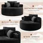Antetek Oversized Round Chaise Longue Chair Indoor, Modern 55-inch Upholstered - Image 5