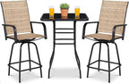 Homall 3 Piece Outdoor Patio Swivel Bar Stools Set, High Top Table by Homall