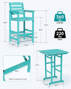 SERWALL Balcony Adirondack Chairs and Table 3 Pieces Set, Adirondack Bar Height - Image 3