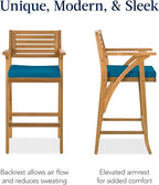 Best Choice Products Set of 2 Outdoor Acacia Wood Bar Stools Bar Chairs - Image 4