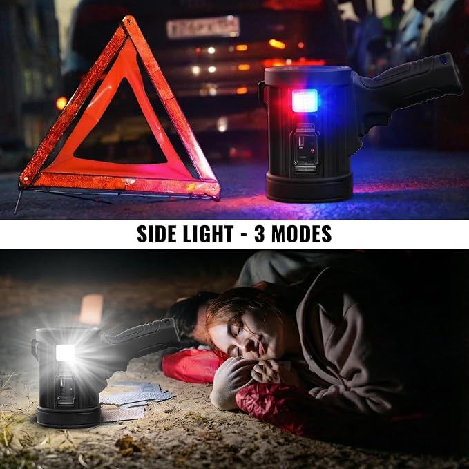 Rechargeable Spotlight, 000 LM Super Bright Handheld Spot Light LED Flashlight - Image 5