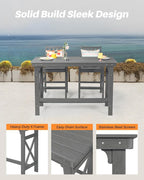 3 Pieces HDPE Outdoor Patio Bar Set, Rectangular Bar Height Table and Chairs Set - Image 6