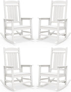 SERWALL Outdoor Rocking Chairs Set of 4, Oversized HDPE Porch Rockers by SERWALL