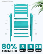 SERWALL Tall Adirondack Chairs Set of 2, Oversize Balcony Adirondack Chairs Set - Image 8