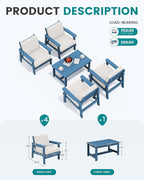 SERWALL Outdoor Patio Furniture Set, 5 Piece HDPE Patio Conversation Sets - Image 2