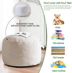 HIGOGOGO Round Stuffed Pouf Ottoman, Corduroy Poufs - Image 5