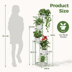 Bamworld Corner Plant Stand Indoor Outdoor, Tall Metal Flower Pot Stands - Image 2