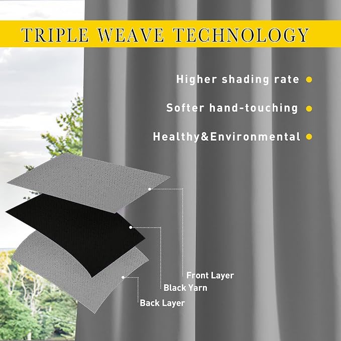 NICETOWN 2 Panels Weighted Outdoor Curtains - Image 4