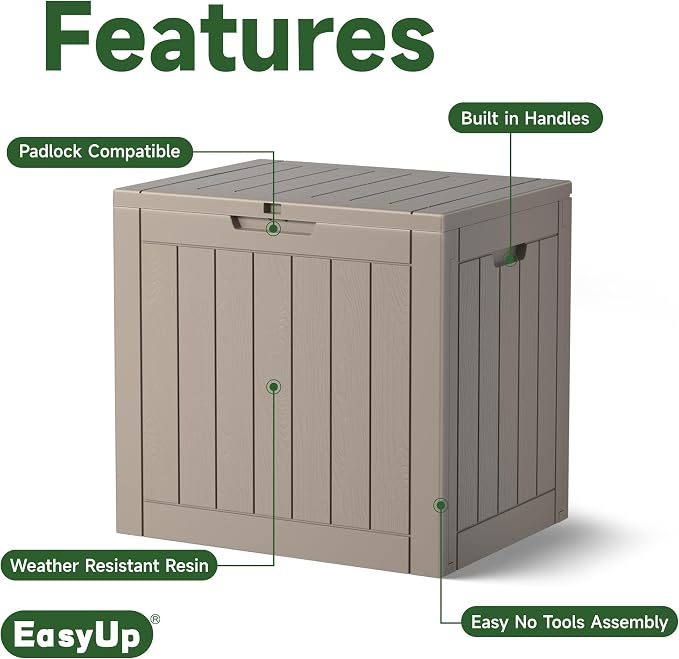EasyUp 30 Gallon Outdoor Storage Box Waterproof, UV Resistant Outdoor Deck Box - Image 3