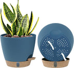 montresor 2-Pack of 8inch Self Watering Pots Blue Sturdy Plastic Flower Pot by Montresor