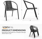 VINGLI PE Rattan Outdoor Dining Chairs Set of 4, Plastic Stackable Patio Chairs - Image 3