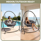 Hammock Hanging Chair with Stand Round-Shaped Swing Chair Indoor with Padded - Image 6