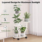 Plant Stand with Wheels 3 Tier Metal Plant Holder Corner Flower Shelf - Image 6