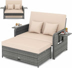 LDAILY Moccha Outdoor Daybed, Wicker Loveseat Sofa Set by LDAILY