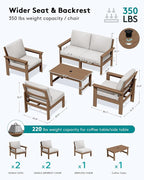SERWALL HDPE Patio Conversation Set, 6-piece Sectional Outdoor Furniture Set - Image 2