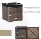 Tangkula 2 Pieces Patio Ottomans, Patiojoy Hand-Woven PE Rattan Side Table - Image 9