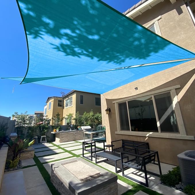 SUNLAX Sun Shade Sail 10' x 15' x 18' Turquoise Blue Rectangle Canopy Sail by SUNLAX